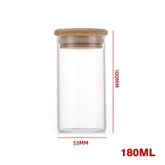 Frasco Vidrio Tapa Presión Bambú 180 ml