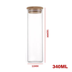 Frasco Vidrio Tapa Presión Bambú 340 ml