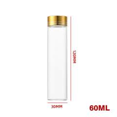 Frasco Vidrio Tapa Metak Dorada 60 ml