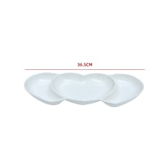 Bandeja Triple Corazón Cerámica Blanca 36.5 cm | venta mayorista
