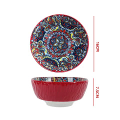 BOWL CERAMICA ROJO DISEÑO MANDALA 16X16X7.5 CM