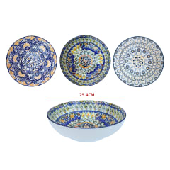 BOWL CERÁMICO ESTILO MANDALA 25 CM | COLORES SURTIDOS