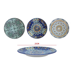 PLATO CERÁMICO ESTAMPADO 21 CM | COLORES SURTIDOS
