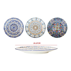 PLATO CERÁMICO ESTAMPADO 26 CM | COLORES SURTIDOS