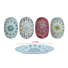 PLATO OVALADO CERÁMICO ESTAMPADO 24 CM | COLORES SURTIDOS
