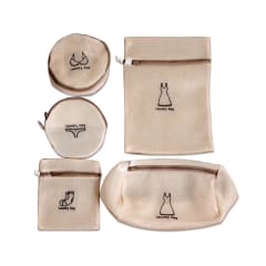 BOLSA DE LAVADO MALLA 5 PIEZA CON DISEÑOS BORDADOS | 12 UNID