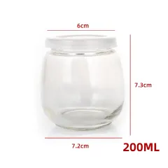 FRASCO DE VIDRIO CON TAPA PLASTICA 200ML 7.3X6X7.2CM