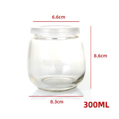 FRASCO DE VIDRIO CON TAPA PLASTICA TRANSPARENTE 300ML | 96 UNID