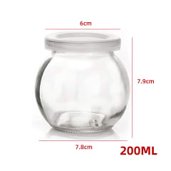 FRASCO DE VIDRIO REDONDO CON TAPA PLASTICA 200ML