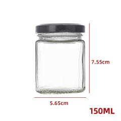FRASCO DE VIDRIO CUADRADO CON TAPA ALUMINIO NEGRO 150 ML