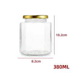 FRASCO DE VIDRIO CON TAPA ALUMINIO HEXAGONAL 380ML | 72 UNID