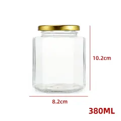 FRASCO DE VIDRIO CON TAPA ALUMINIO HEXAGONAL 380ML | 72 UNID
