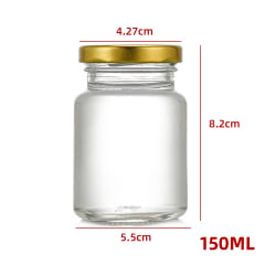FRASCO DE VIDRIO CON TAPA DE ALUMINIO DORADO 150ML |  120 UNID