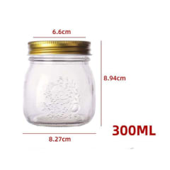 FRASCO DE VIDRIO CON TAPA DORADO 9X9X7CM | 12 UNID