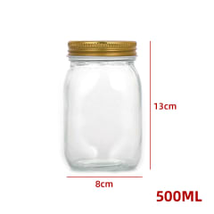 FRASCO DE VIDRIO CON TAPA ALUMINIO 500ML 13X8X6CM