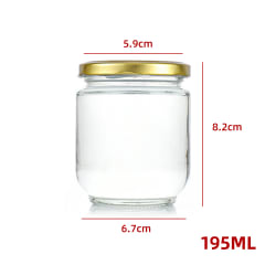 FRASCO DE VIDRIO CON TAPA ALUMINIO COLOR DORADO 195 ML