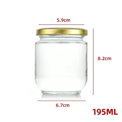 FRASCO DE VIDRIO CON TAPA ALUMINIO COLOR DORADO 195 ML