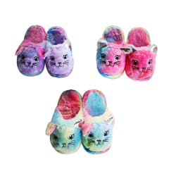 PANTUFLA DE NIÑA GATO COLORIDO TALLA 22 CM Y 24CM | 48 UNID