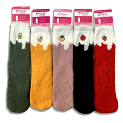 CALCETINES PLUSH MUJER CORTE MEDIO ESTAMPADO FRUTAL | 12 UNID