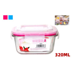 CONTENEDOR HERMETICO DE VIDRIO PARA HORNO MICROONDAS 320ML 11.2*11.2*5CM