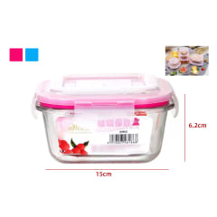 CONTENEDOR HERMETICO DE VIDRIO PARA HORNO MICROONDAS 800ML 15x15x6.2CM