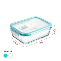 CONTENEDOR HERMETICO DE VIDRIO PARA HORNO MICROONDAS 1520ML 22 x 16.4 x 6.6CM