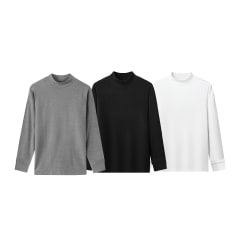 CAMISETA DE HOMBRE CUELLO BEATLE COLOR LISO | 12 UNID