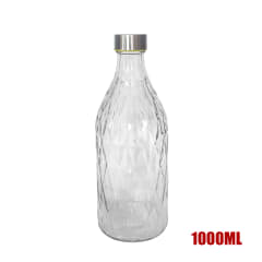 BOTELLA VIDRIO CON TEXTURA CON TAPA 1000 ML
