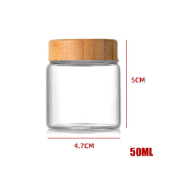 BOTELLA DE VIDRIO CON TAPA DE BAMBÚ 4.7X5CM