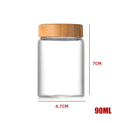 BOTELLA DE VIDRIO CON TAPA DE BAMBÚ 4.7X7CM