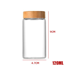 BOTELLA DE VIDRIO CON TAPA DE BAMBU 4.7X9CM