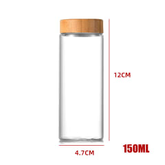 BOTELLA DE VIDRIO CON TAPA DE BAMBÚ 4.7X12CM