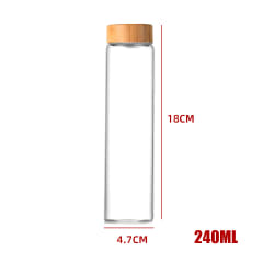 BOTELLA DE VIDRIO CON TAPA DE BAMBU 4.7X18CM