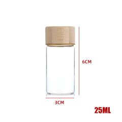 BOTELLA DE VIDRIO CON TAPA DE BAMBÚ 3X6CM