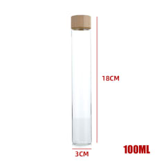 BOTELLA DE VIDRIO CON TAPA DE BAMBÚ 3X18CM