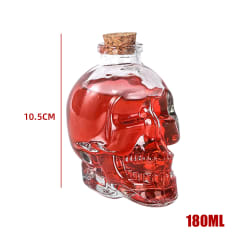 FRASCO DE VIDRIO CALAVERA TAPA CORCHO 180 ML