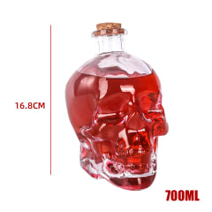 FRASCO DE VIDRIO CALAVERA TAPA CORCHO 700 ML