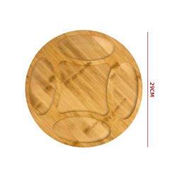 BANDEJA REDONDA DE BAMBU CON DIVISIONES 29X29X1.5CM