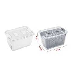 RECIPIENTES HERMETICOS DE PLASTICO CON COLADOR INTERIOR 14X9.5X9CM