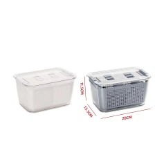 RECIPIENTES HERMETICOS DE PLASTICO CON COLADOR INTERIOR 20X13.5X11.5CM