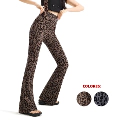 PANTALON  MUJER PALAZZO ESTAMPADO DE LEOPARDO