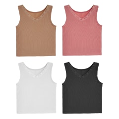 POLERA LOLA ACANALADO CUELLO V ENCAJES TALLA M-L/L-XL/XL-XXL