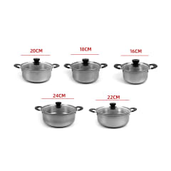 JUEGO DE OLLAS ACERO INOXIDABLE CON TAPA 5 PCS