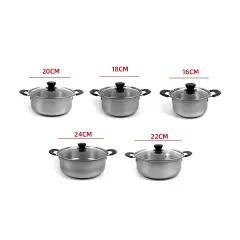 JUEGO DE OLLAS ACERO INOXIDABLE CON TAPA 5 PCS