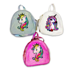 MOCHILA INFANTIL PARA NIÑA UNICORNIO BRILLANTE 20X20CM | 12 UNID