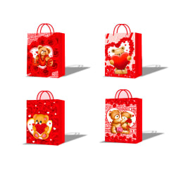 BOLSA DE REGALO FONDO ROJO DISEÑO OSOS 31X12X40CM | 12 UNID