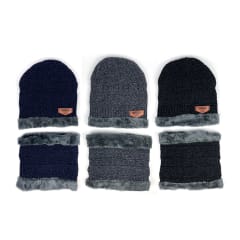 GORRO DE NIÑO CON CUELLO LISO PLUSH DOBLE CAPA | 12 UNID