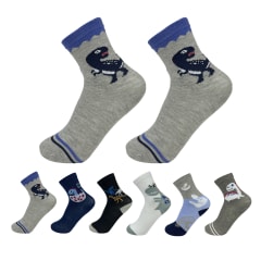 CALCETINES DE NIÑO LISO DISEÑO DINOSAURIO TALLA  9-12  AÑOS| 12 UNID