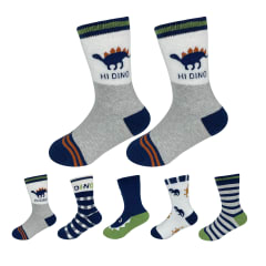 CALCETINES DE NIÑO DINOSAURIO Y FRANJAS TOALLA TALLA 9-12 AÑO | 12 UNID