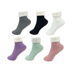 CALCETINES DE NIÑA TOALLA CON PUÑOS PLUSH DOBLADA TALLA 6-9 AÑOS  | 12 UNID